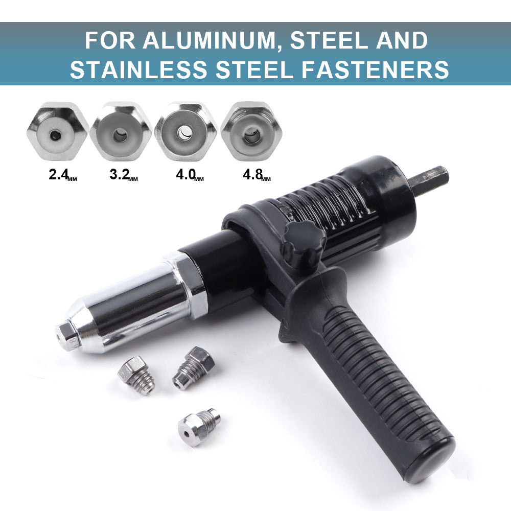 Aluminum Alloy Rivet Gun Adapter for Electric Drill – Cordless Riveting Tool Attachment