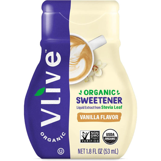 Vlivey®Organic Liquid Vanilla Stevia Drops | Stevia Liquid Sweetener Keto Sugar Substitutes | Zero Calorie, Zero Sugar, Zero Carb | Plant-Based Sugar Free Liquid Stevia Extract |1.8 oz (1 Pack)