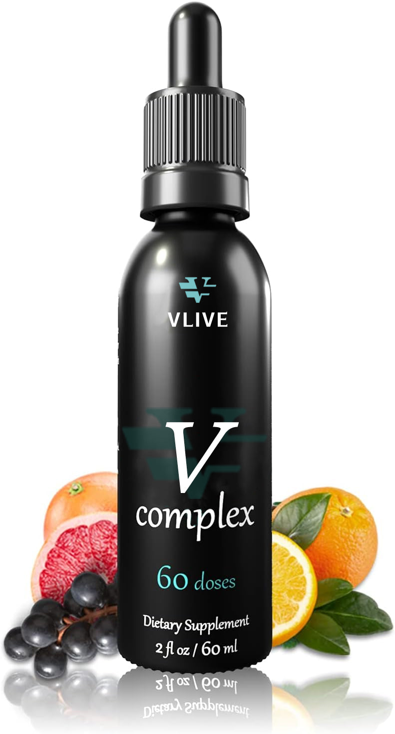 Vlivey®Vitamin B-Complex Drops, 2oz, 60 Doses, All 8 B-Vitamins, Immune Energy Support Supplement Non GMO Vegetarian Safe