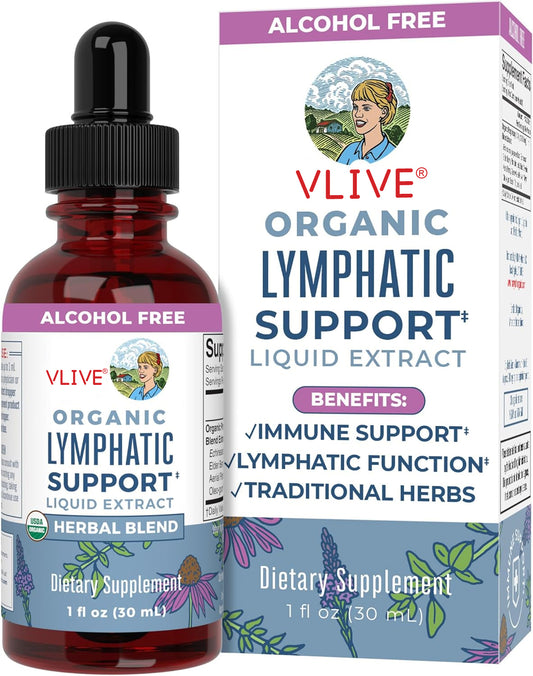 Lymphatic Support Drops | USDA Organic Lymphatic Cleanse for Immune Support | Lymphatic Support Supplement with Echinacea & Elderberry | Antioxidant & Immune Defense | Vegan | Non-GMO | 30 Servings