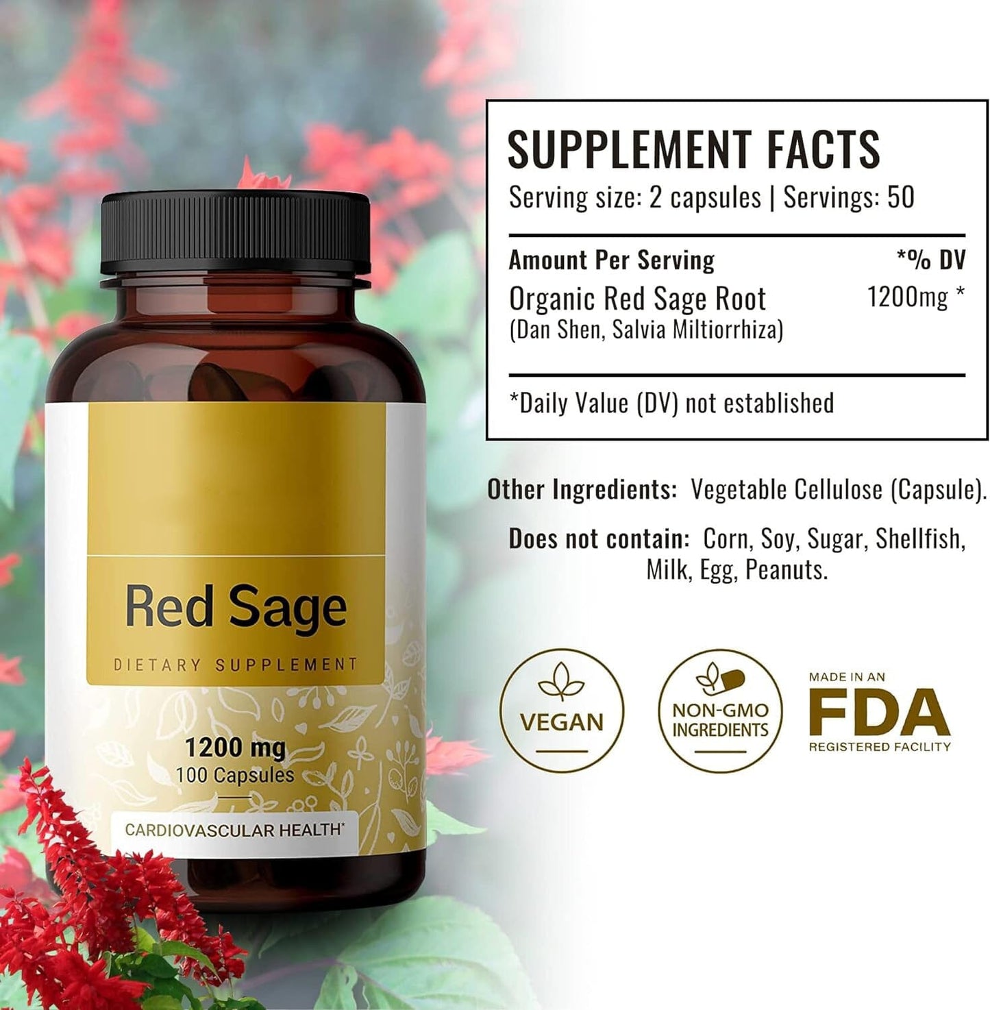 Salvia Miltiorrhiza Red Ginseng Capsule Supplement