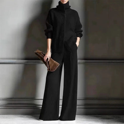 Women’s Knit Turtleneck Sweater & Wide Leg Pants Lounge Set