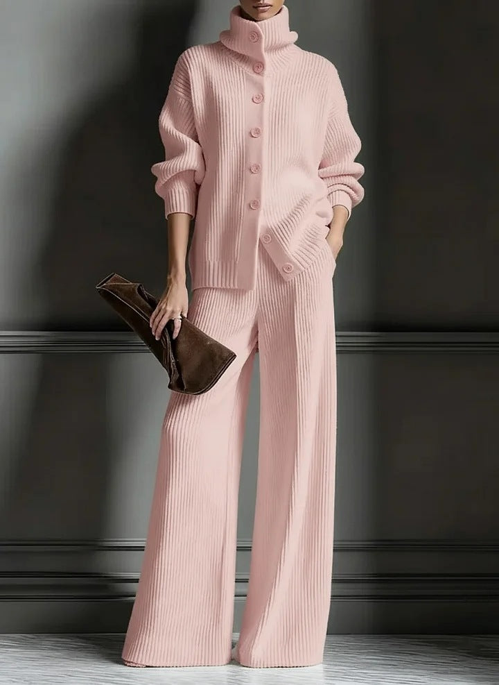 Women’s Knit Turtleneck Sweater & Wide Leg Pants Lounge Set