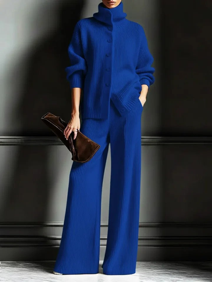 Women’s Knit Turtleneck Sweater & Wide Leg Pants Lounge Set