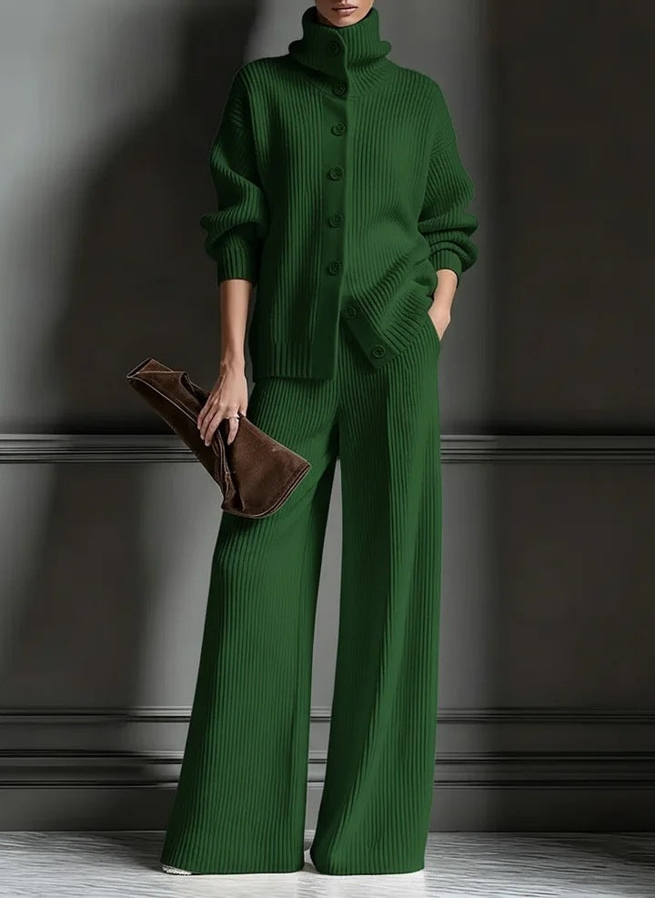 Women’s Knit Turtleneck Sweater & Wide Leg Pants Lounge Set