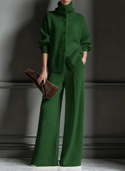 Women’s Knit Turtleneck Sweater & Wide Leg Pants Lounge Set