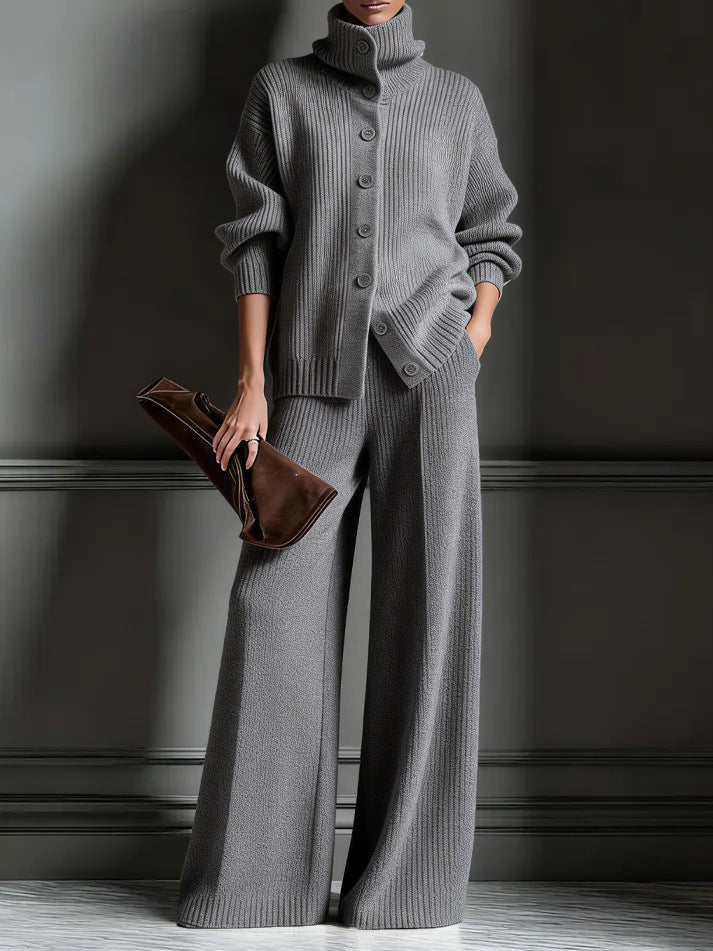 Women’s Knit Turtleneck Sweater & Wide Leg Pants Lounge Set