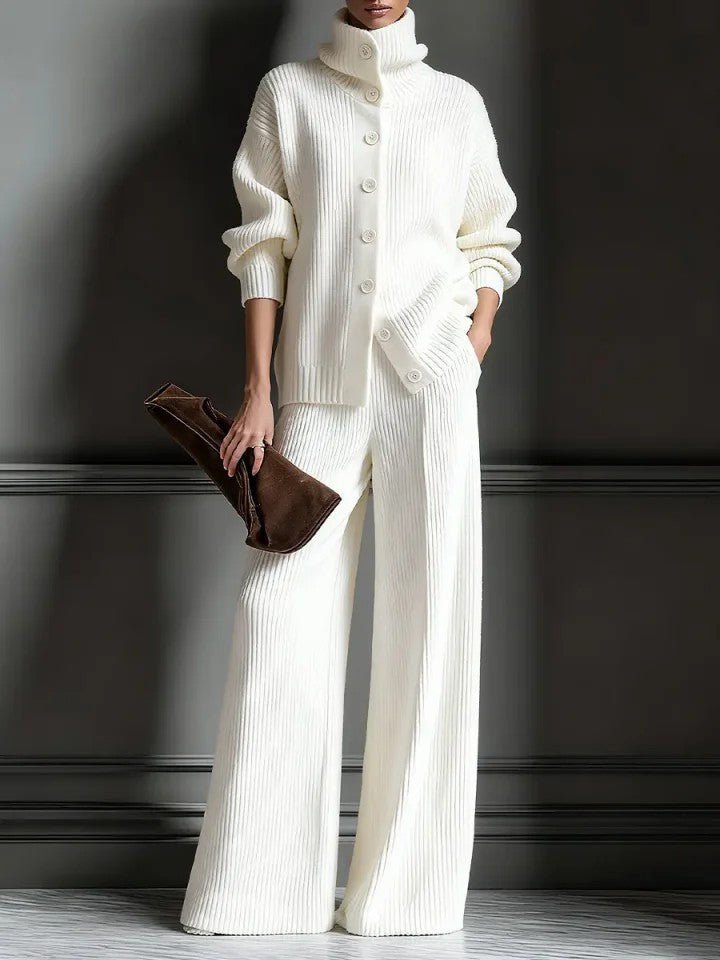 Women’s Knit Turtleneck Sweater & Wide Leg Pants Lounge Set