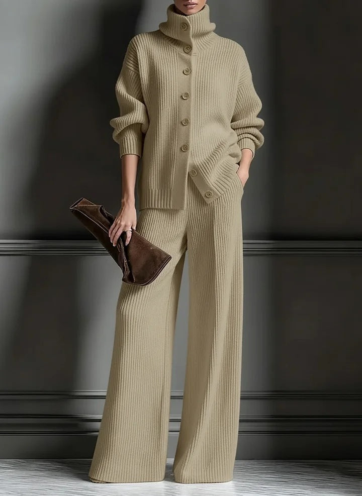 Women’s Knit Turtleneck Sweater & Wide Leg Pants Lounge Set