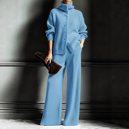 Women’s Knit Turtleneck Sweater & Wide Leg Pants Lounge Set