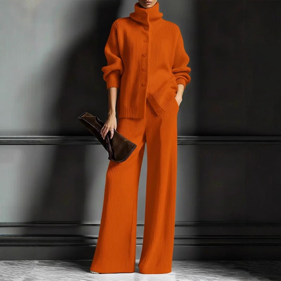 Women’s Knit Turtleneck Sweater & Wide Leg Pants Lounge Set