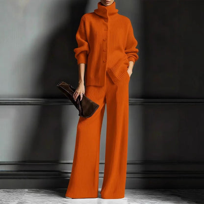 Women’s Knit Turtleneck Sweater & Wide Leg Pants Lounge Set